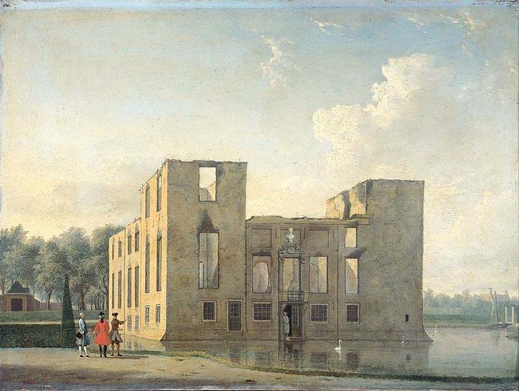 Jan ten Compe Berckenrode Castle in Heemstede after the fire of 4-5 May 1747: rear view. Sweden oil painting art